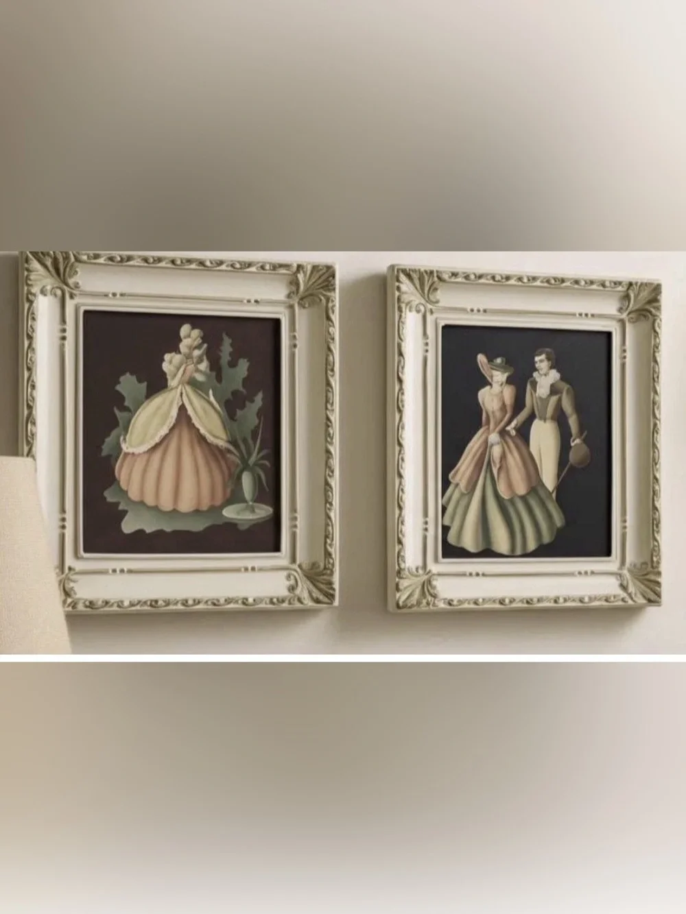 Set of 2 Framed Vertical Victorian Fashion - Multicolor Victorian Couple